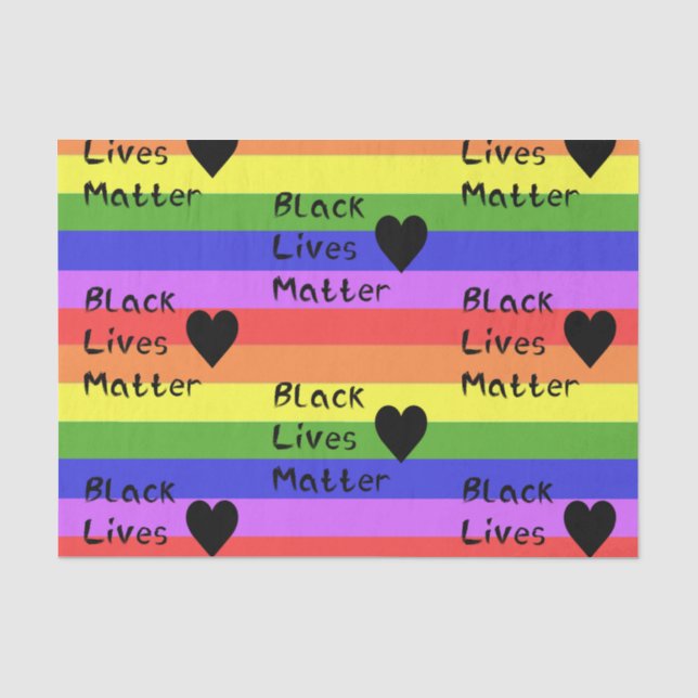 Rainbow Flag Black Lives Matter Text LGBTQ Tissue Paper (Front)