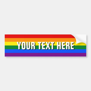 Rainbow flag bumper sticker personalised text