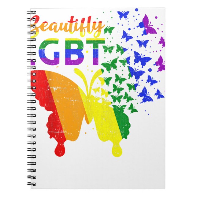 Rainbow Flag Butterfly LGBT  Notebook (Front)