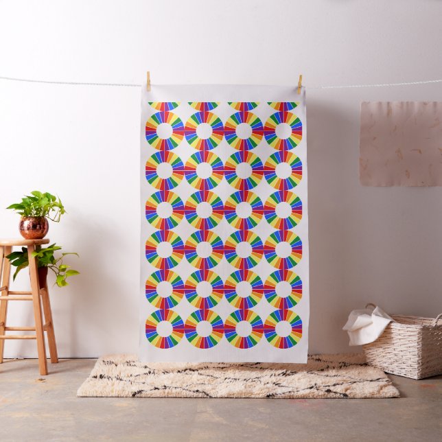 RAINBOW FLAG BUTTON RAYS + your backgr. & ideas Fabric (In Situ)