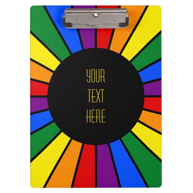 RAINBOW FLAG BUTTON RAYS + your sign or text Clipboard (Front)