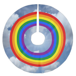 RAINBOW FLAG BUTTON + your backgr. & ideas Brushed Polyester Tree Skirt