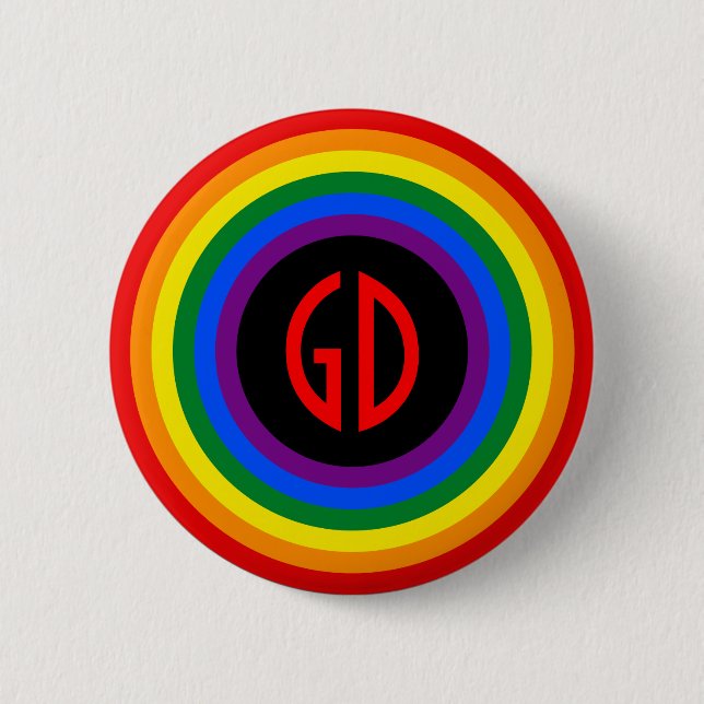 RAINBOW FLAG BUTTON + your sign or monogram (Front)