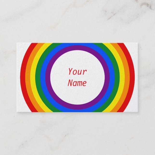 RAINBOW FLAG BUTTON + your sign or text Business Card (Front)