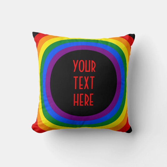 RAINBOW FLAG BUTTON + your sign or text Cushion (Front)