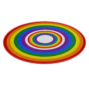 RAINBOW FLAG BUTTON + your sign or text Cutting Board