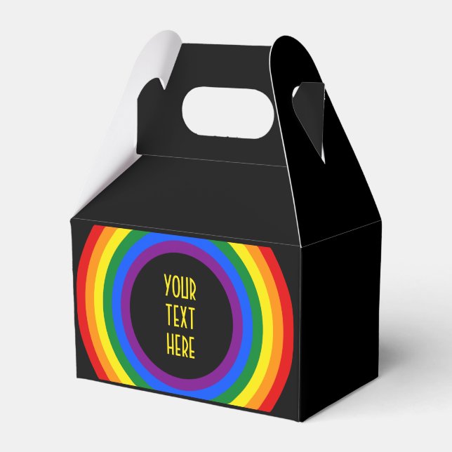 RAINBOW FLAG BUTTON + your sign or text Favour Box (Front Side)