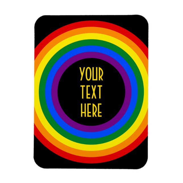 RAINBOW FLAG BUTTON + your sign or text Magnet (Vertical)