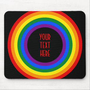 RAINBOW FLAG BUTTON + your sign or text Mouse Pad