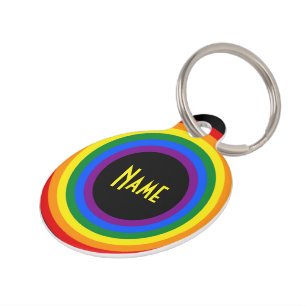 RAINBOW FLAG BUTTON + your sign or text Pet Tag