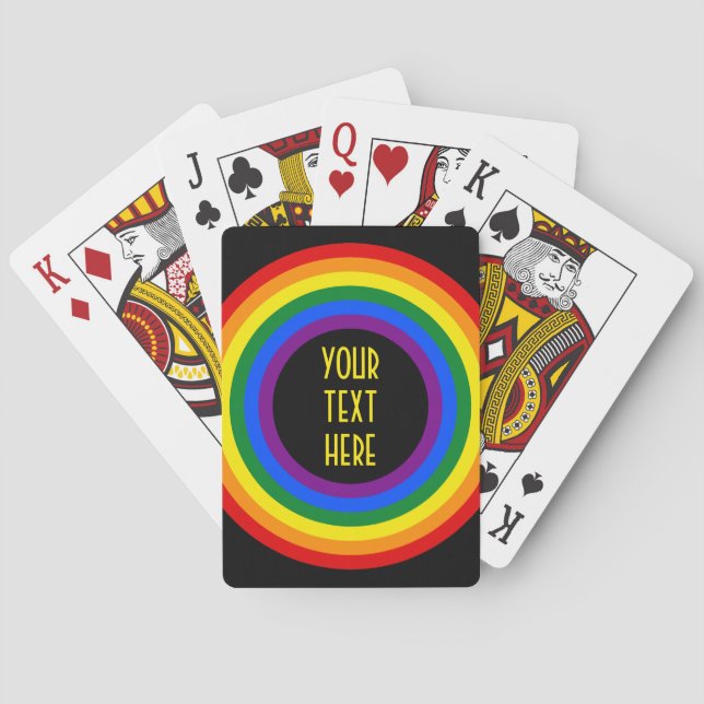 RAINBOW FLAG BUTTON + your sign or text Playing Cards (Back)