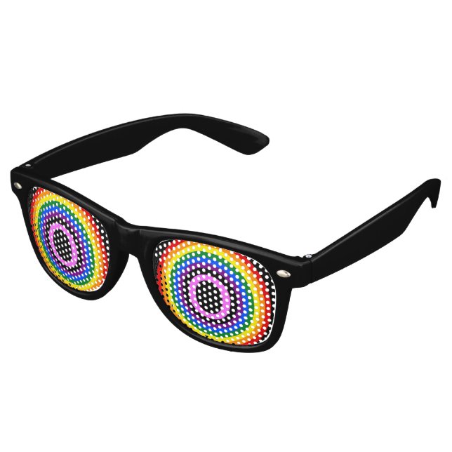 RAINBOW FLAG BUTTON + your sign or text Retro Sunglasses (Angled)