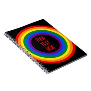 RAINBOW FLAG BUTTON + your sign or text Spiral Notebook