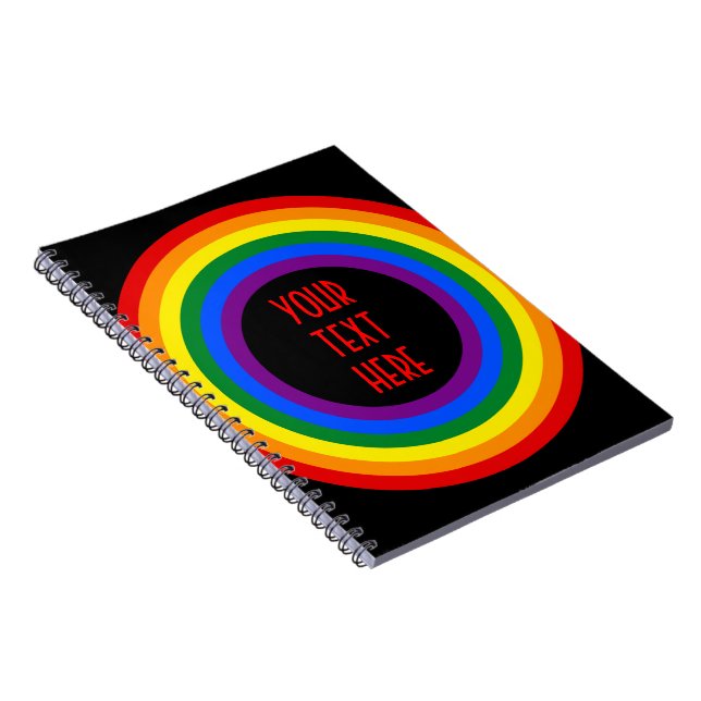 RAINBOW FLAG BUTTON + your sign or text Spiral Notebook (Right Side)