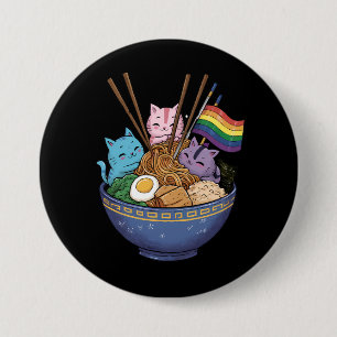 Rainbow Flag Cats Ramen Anime Gay Pride Month LGBT 7.5 Cm Round Badge