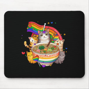 Rainbow Flag Cats Ramen Anime Gay Pride Month Lgbt Mouse Pad