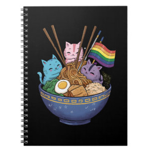 Rainbow Flag Cats Ramen Anime Gay Pride Month LGBT Notebook