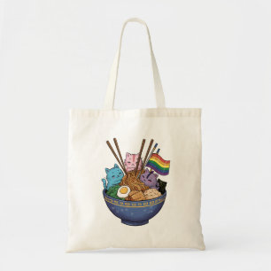 Rainbow Flag Cats Ramen Anime Gay Pride Month LGBT Tote Bag