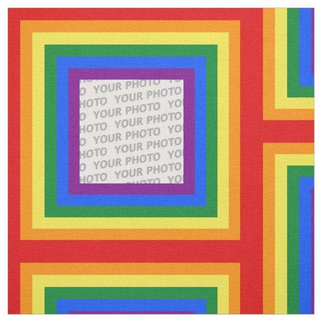 RAINBOW FLAG COLORS frame + your photo Fabric (Swatch)