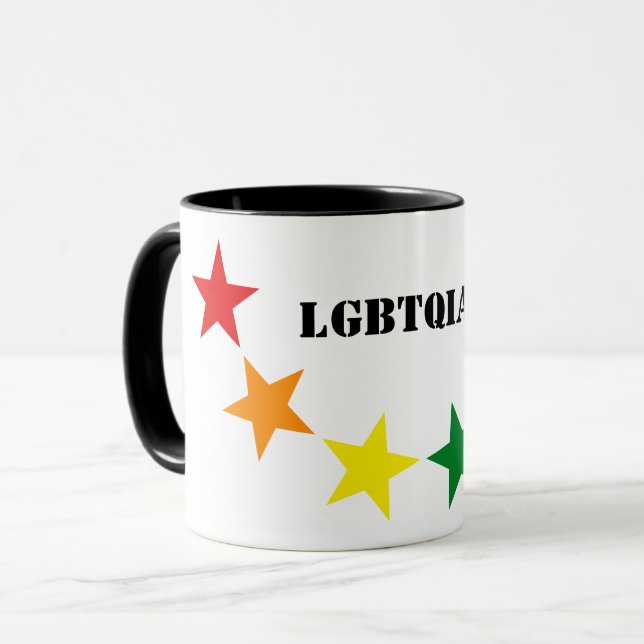 RAINBOW FLAG COLORS STARS + your ideas Mug (Front Left)