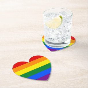 RAINBOW FLAG COLORS STRIPES + your ideas Paper Coaster