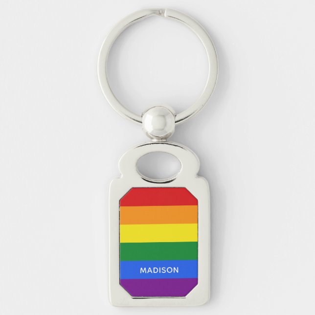 Rainbow Flag custom name key chain (Front)