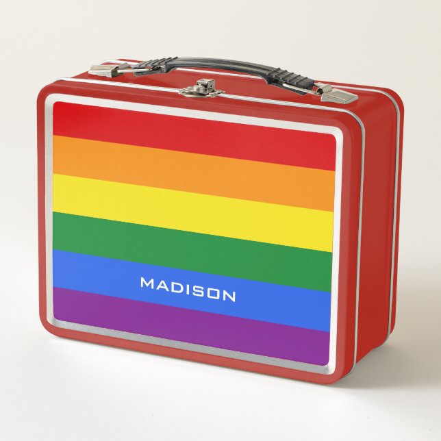 Rainbow Flag custom name lunch boxes (Front)