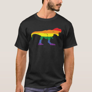 Rainbow Flag Dino Rex Straight Ally LGBTQ Gay Prid T-Shirt