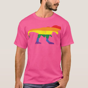 Rainbow Flag Dino T-Rex Straight Ally LGBTQ Gay Pr T-Shirt
