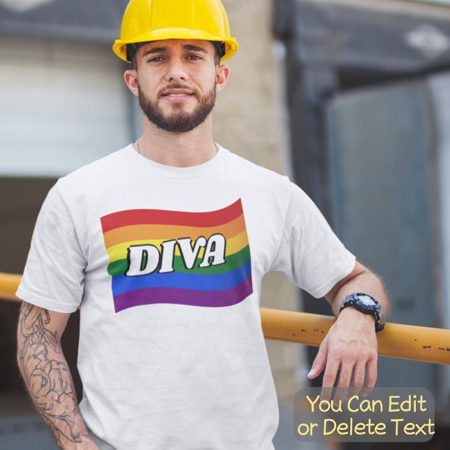 Rainbow Flag DIVA fabulous Gay Pride LGBT LGBTQ T-Shirt (Creator Uploaded)