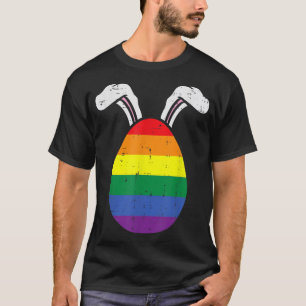 Rainbow Flag Egg Bunny Ears Gay Pride Easter LGBT  T-Shirt