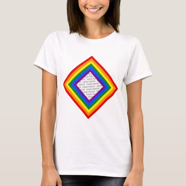 RAINBOW FLAG FRAME + your sign or image T-Shirt (Front)