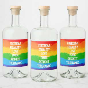Rainbow Flag Gay Lesbian LGBT Liquor Bottle Label