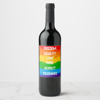 Rainbow Flag Gay Lesbian LGBT Wine Label