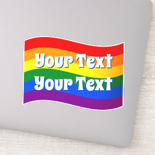 Rainbow Flag Gay Pride custom text up to 3 lines