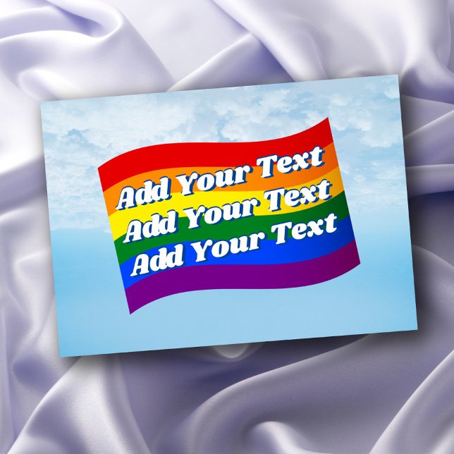 Rainbow Flag Gay Pride custom text up to 3 lines  Card (Creator Uploaded)