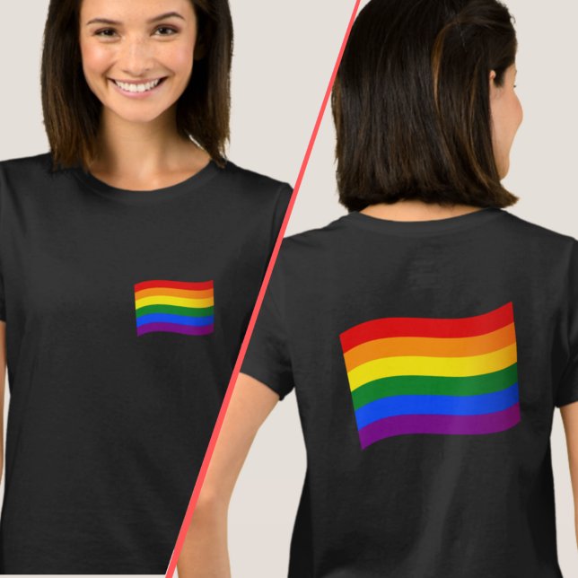 Rainbow Flag Gay Pride LGBT LGBTQ Front/Back T-Shirt (Creator Uploaded)