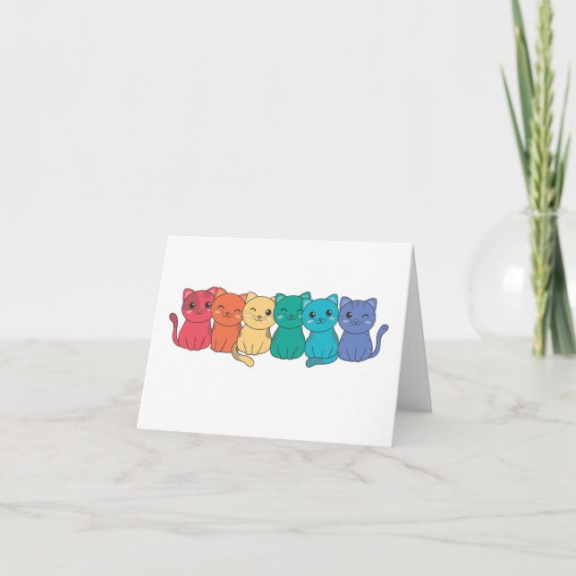 Rainbow Flag Gay Pride Lgbtq Cats Cute Cat Thank You Card (Front)