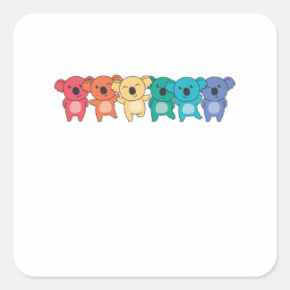 Rainbow Flag Gay Pride Lgbtq Koala Cute Koalas Square Sticker