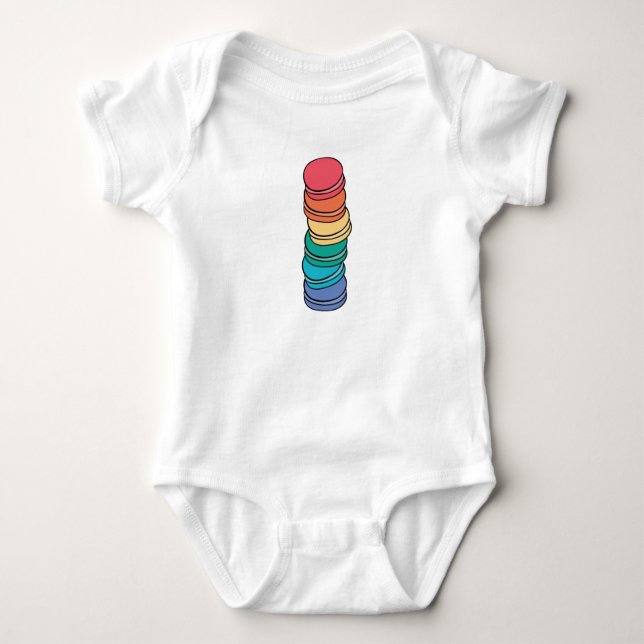 Rainbow Flag Gay Pride Lgbtq Macaron Baby Bodysuit (Front)