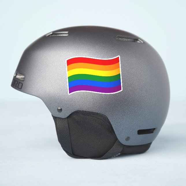 Rainbow Flag Gay Pride LGBTQ out and proud  (Helmet Side)