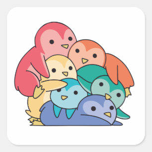Rainbow Flag Gay Pride Lgbtq Penguin Cute Penguin Square Sticker
