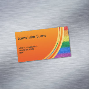 Rainbow Flag knitting Stripes seamless pattern Magnetic Business Card