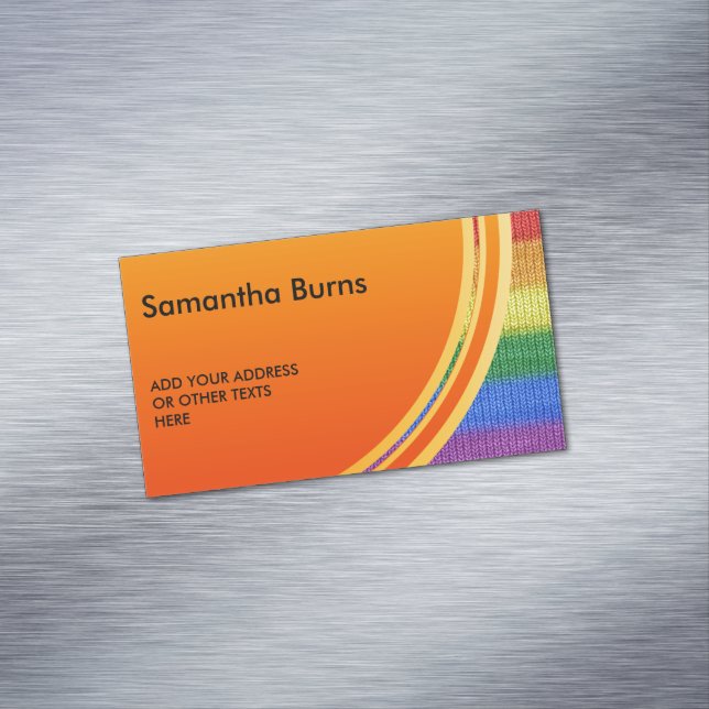 Rainbow Flag knitting Stripes seamless pattern Magnetic Business Card (In Situ)