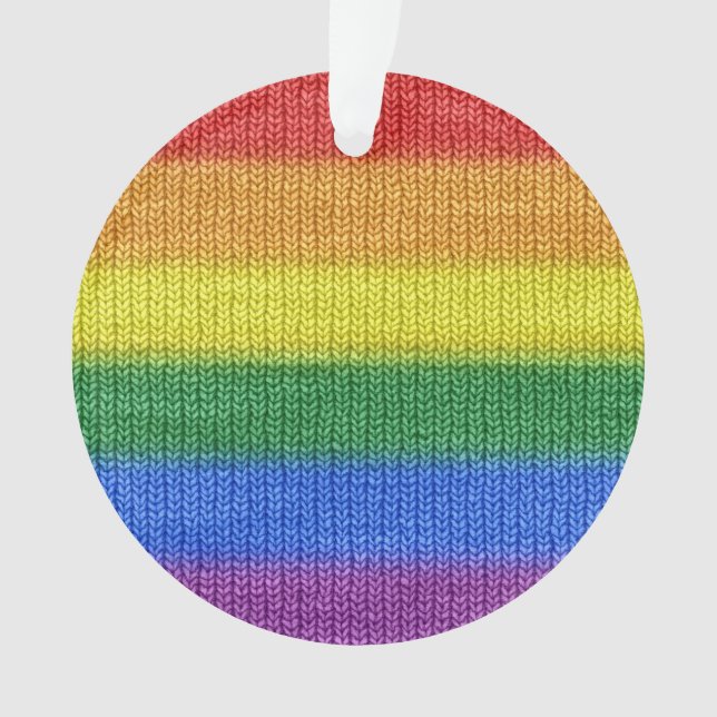 Rainbow Flag knitting Stripes seamless pattern Ornament (Front)