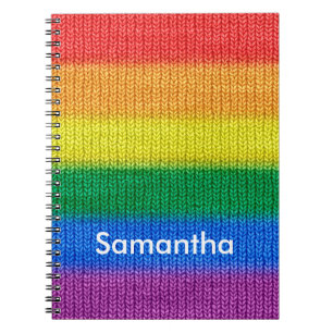 Rainbow Flag knitting Stripes seamless pattern Spiral Notebook