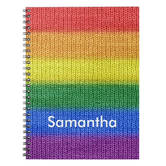 Rainbow Flag knitting Stripes seamless pattern Spiral Notebook (Front)