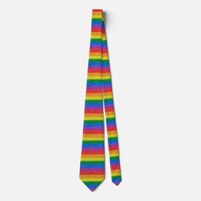 Rainbow Flag knitting Stripes seamless pattern Tie (Front)
