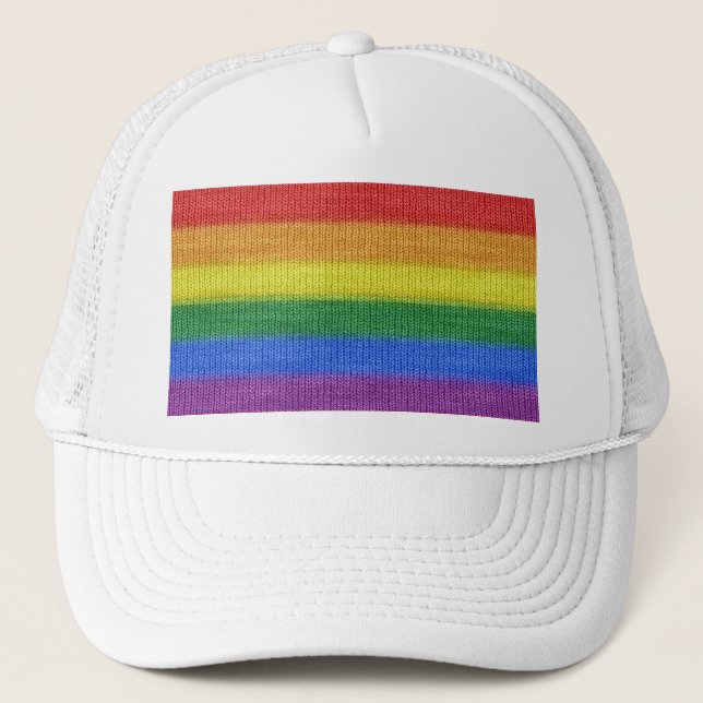 Rainbow Flag knitting Stripes seamless pattern Trucker Hat (Front)