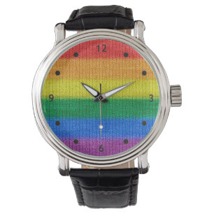 Rainbow Flag knitting Stripes seamless pattern Watch